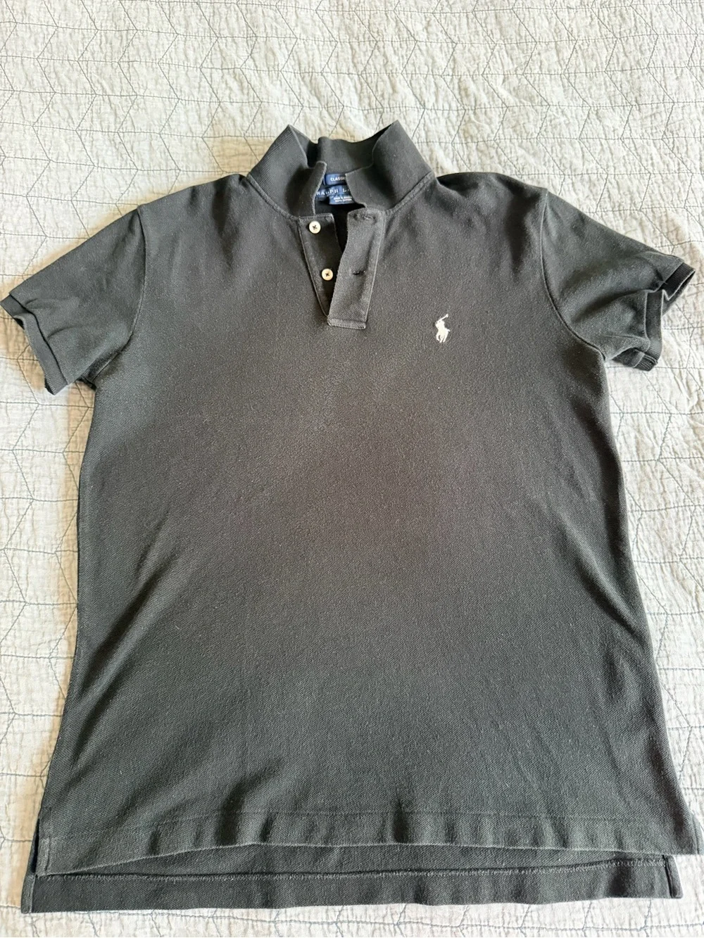 Ralph Lauren Black Polo Shirt Women’s Classic Fit w/White Pony Logo 100% Cotto